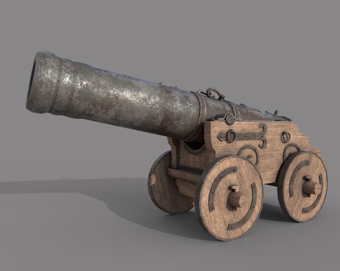 Medieval Cannon Low-poly 3D model_8
