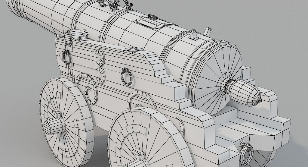 Medieval Cannon Low-poly 3D model_7