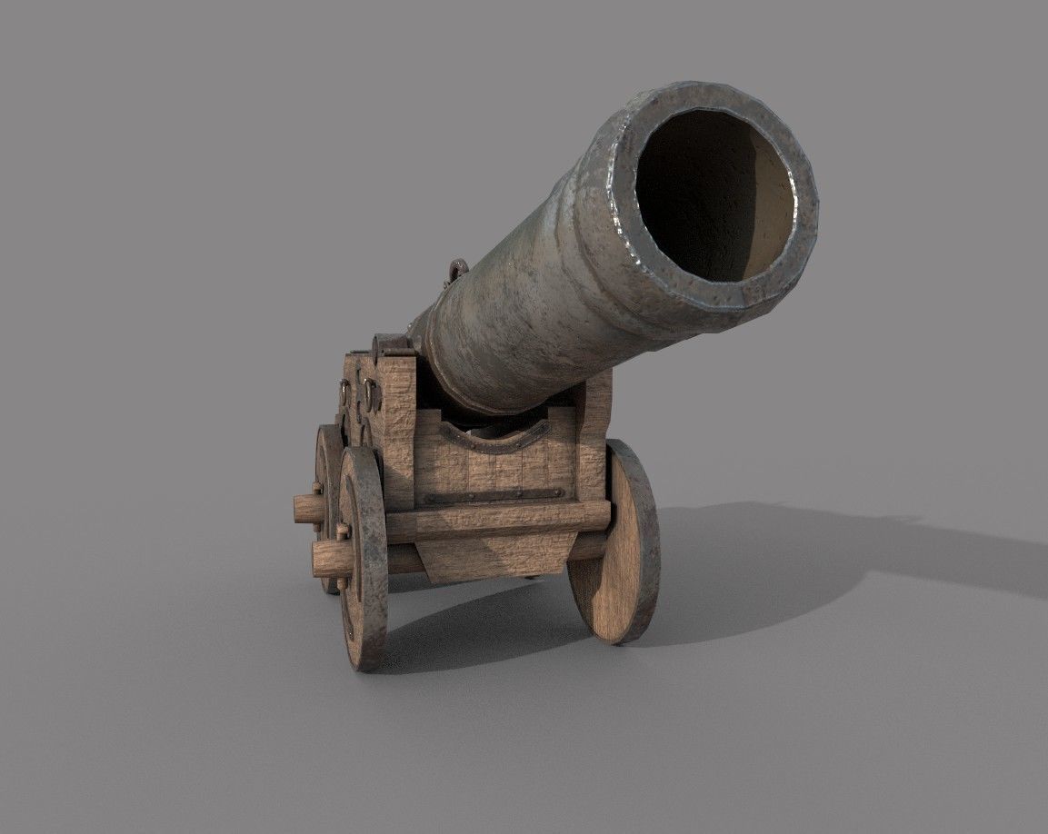 Medieval Cannon Low-poly 3D model_3