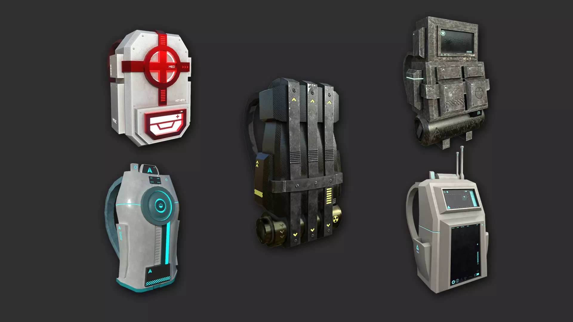 05 Sci-Fi Backpack Pack - Asset Character Design 3D Model Collection_0