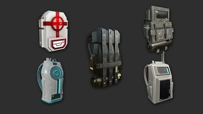 05 Sci-Fi Backpack Pack - Asset Character Design 3D Model Collection