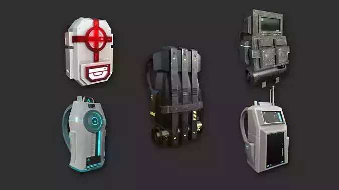 05 Sci-Fi Backpack Pack - Asset Character Design 3D Model Collection