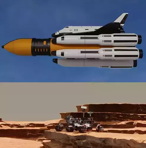 Space Shuttle and Mars Rover 3D models 3D Model Collection