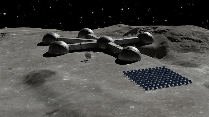 Moon base 3D model Low-poly 3D model