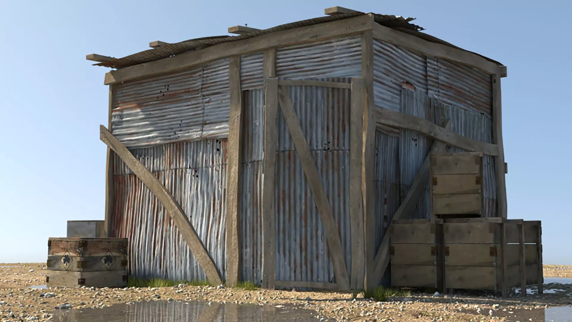 3D Wooden Shed model 3D model_0