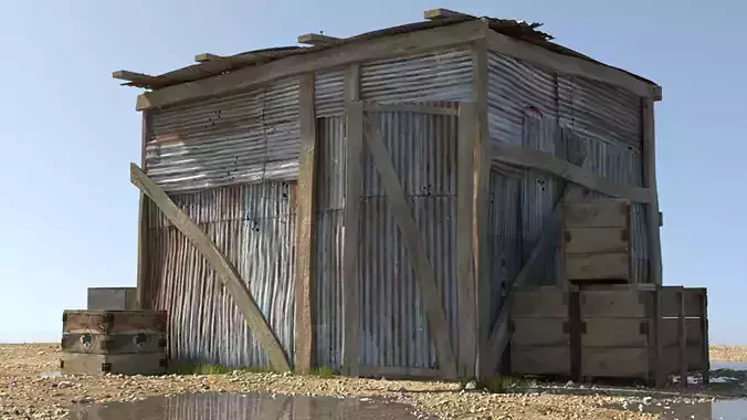 3D Wooden Shed model 3D model