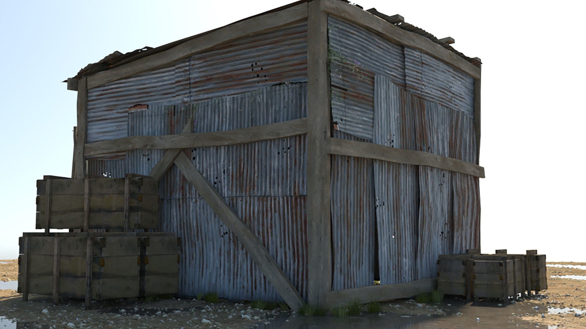 3D Wooden Shed model 3D model_8