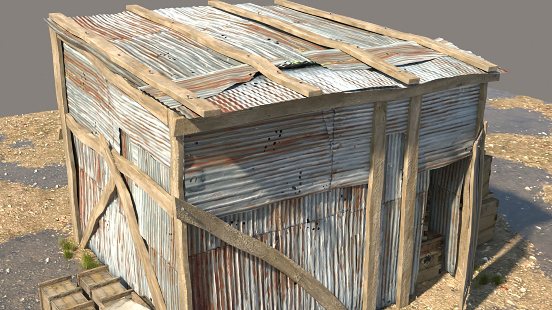3D Wooden Shed model 3D model_2