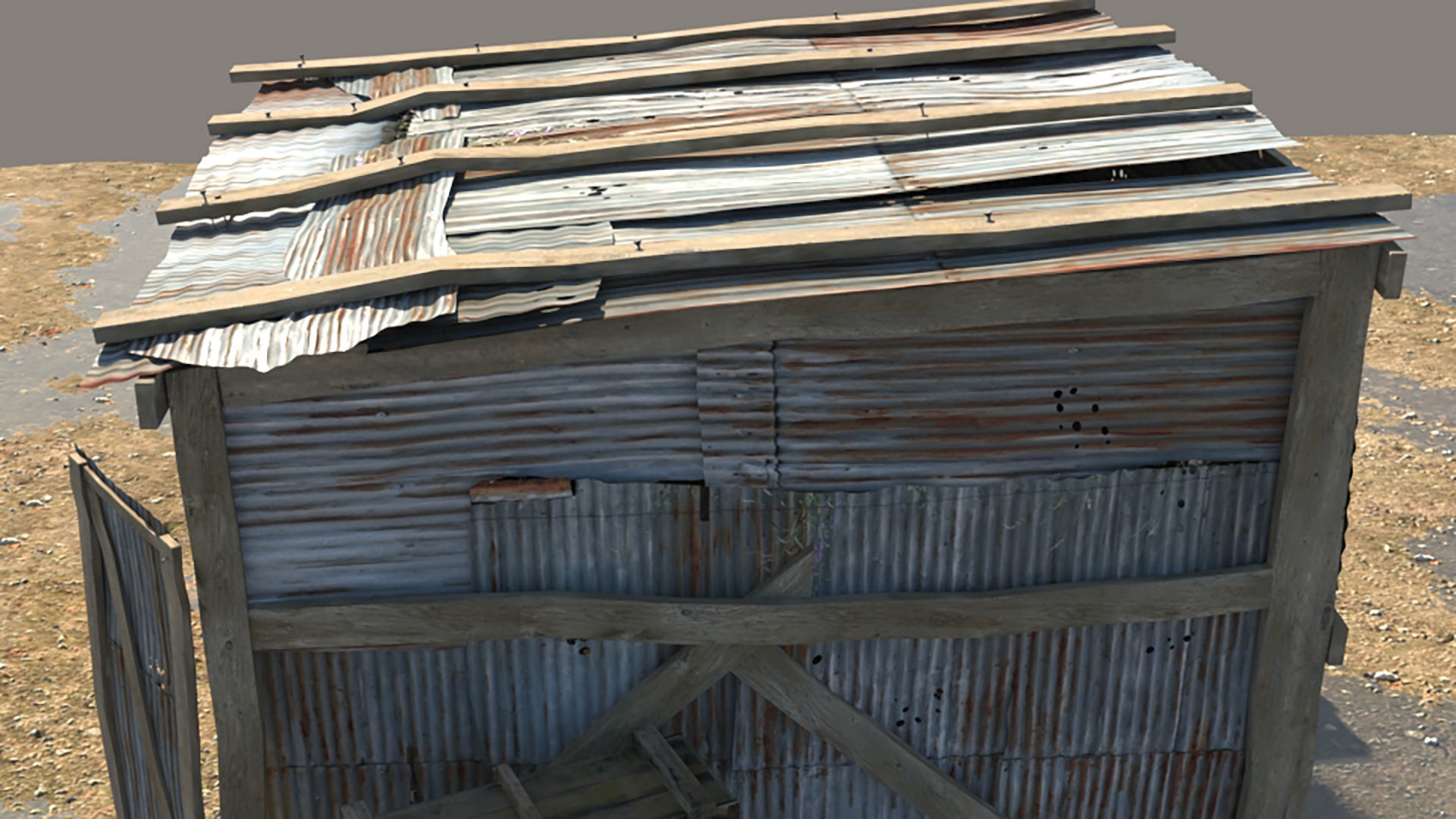 3D Wooden Shed model 3D model_6