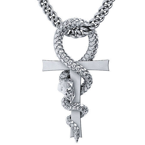 Jewelry Snake  Cross Ankh  Pendant  Gold Cross 3D print model