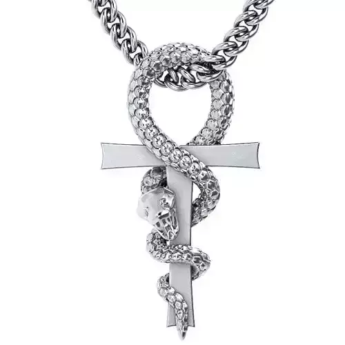 Jewelry Snake  Cross Ankh  Pendant  Gold Cross