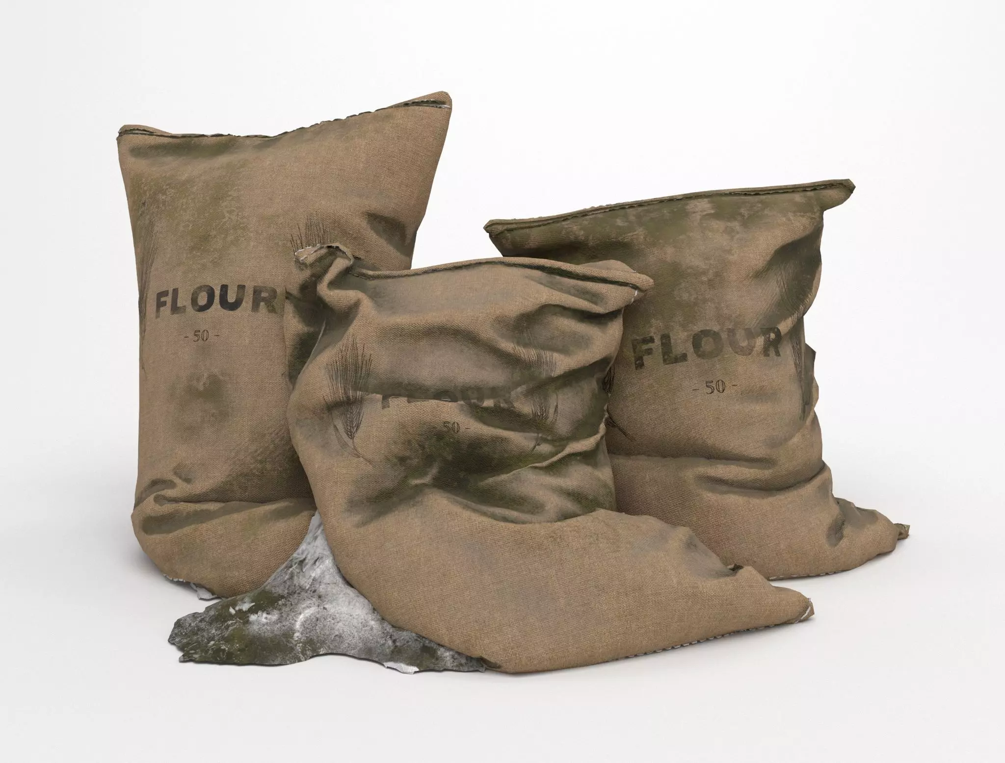 Old Medival Sacks Low-poly 3D model