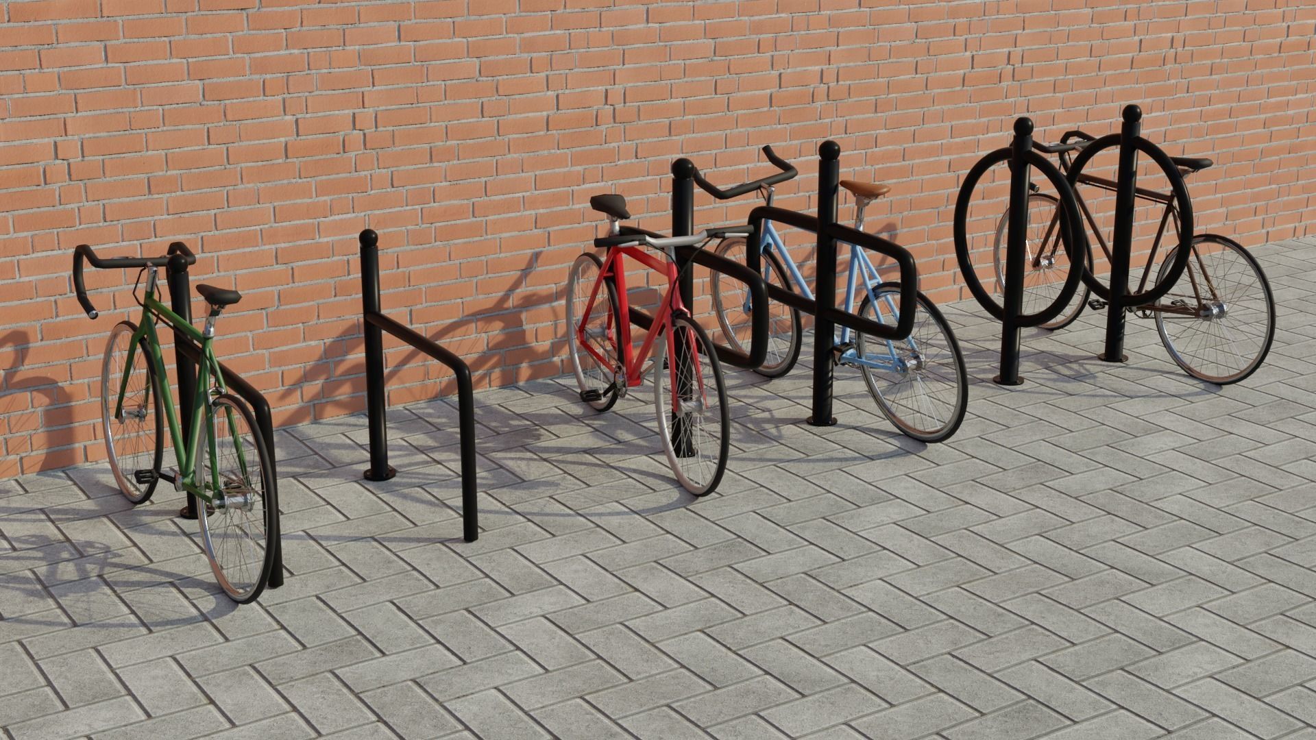 Street furnitures for bikes 3D model_5