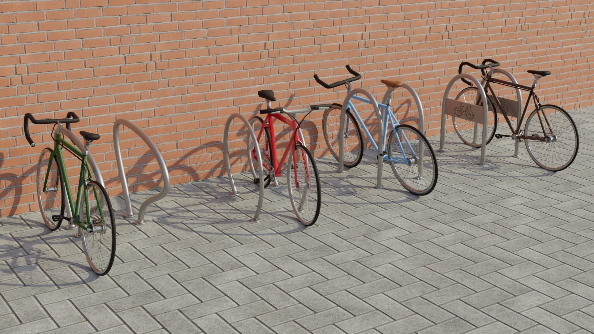 Street furnitures for bikes 3D model_3
