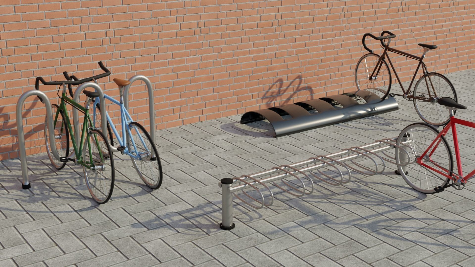 Street furnitures for bikes 3D model_2