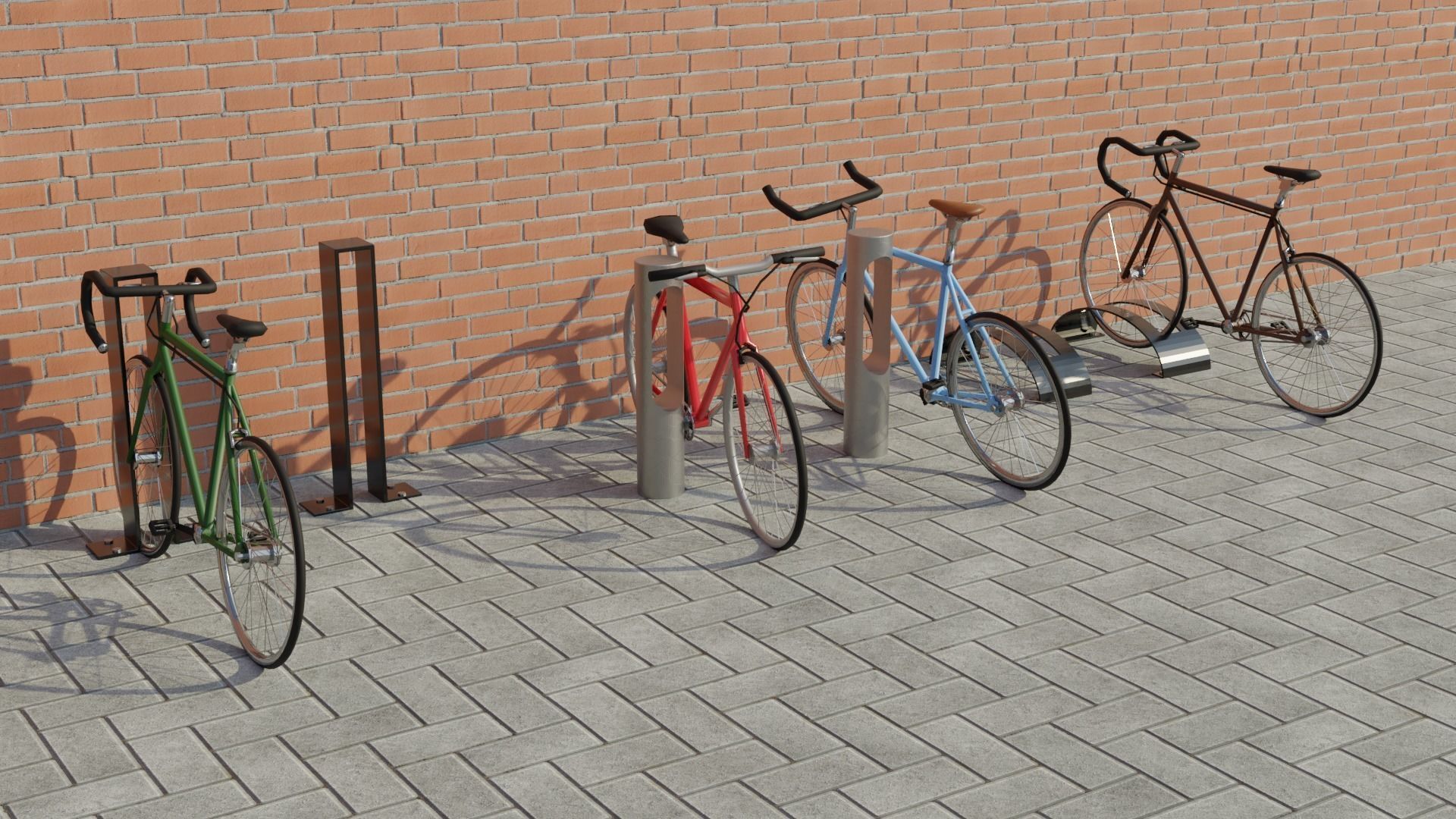 Street furnitures for bikes 3D model_6