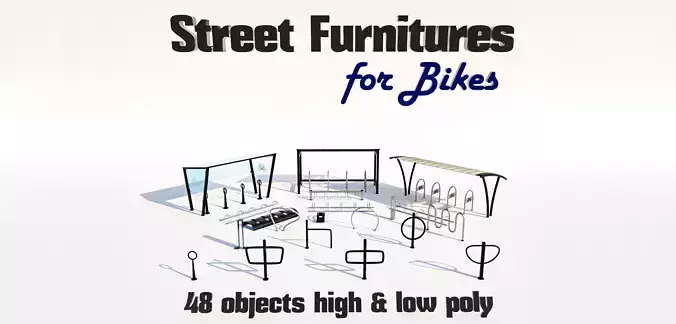 Street furnitures for bikes 3D model Street furnitures for bikes 3D model