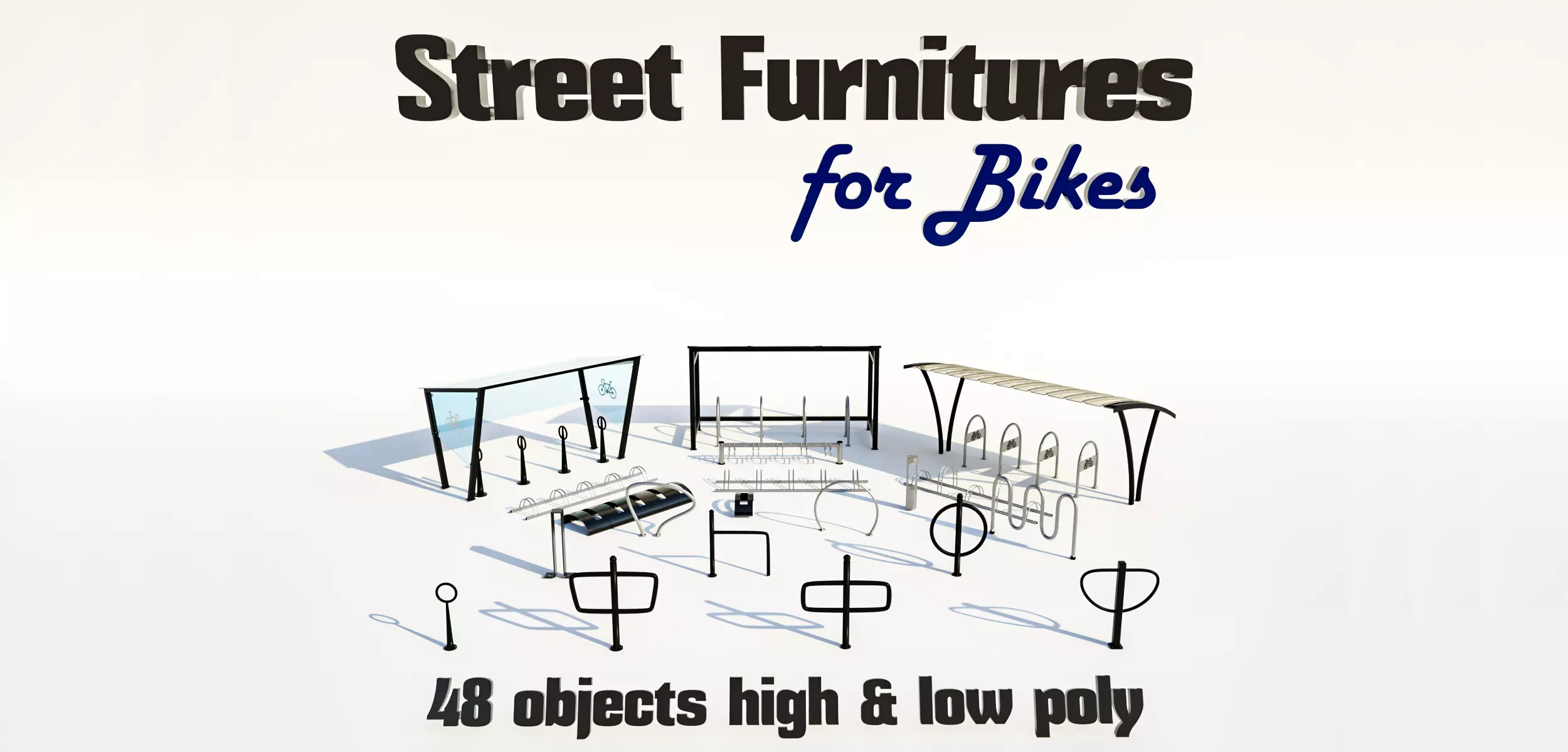 Street furnitures for bikes 3D model_0
