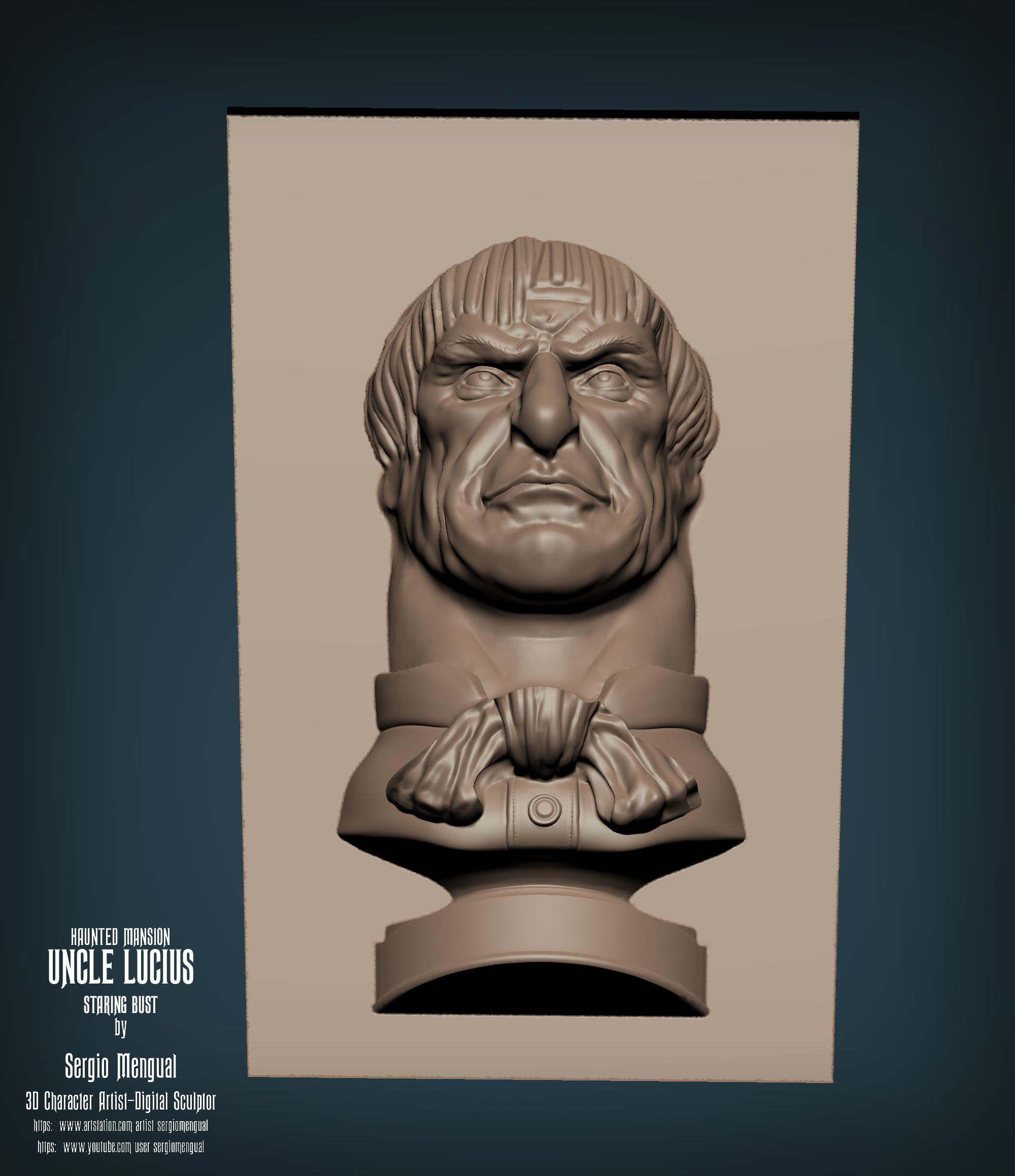 Haunted Mansion Uncle Lucius Staring Bust 3D print model_1
