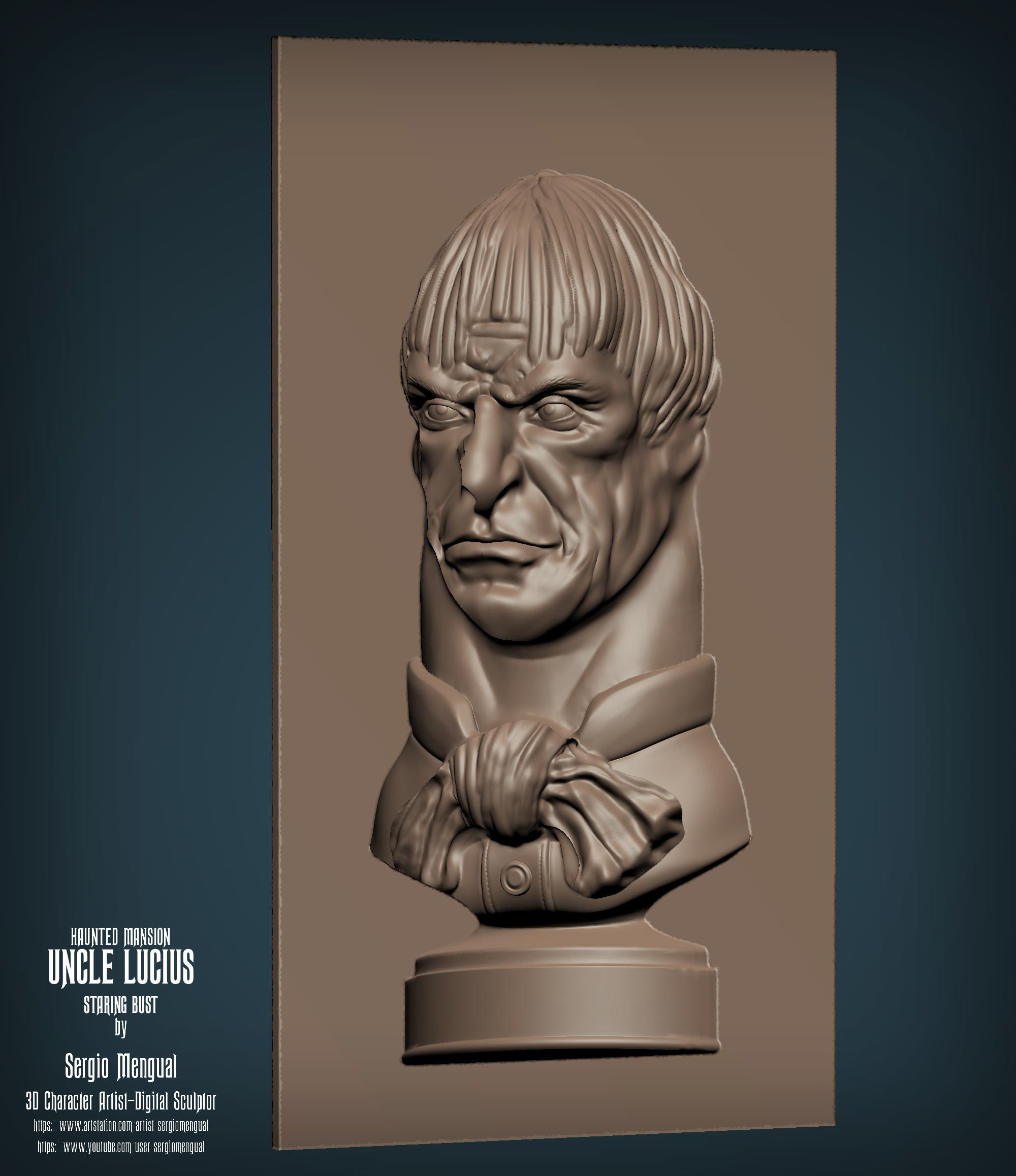 Haunted Mansion Uncle Lucius Staring Bust 3D print model_5