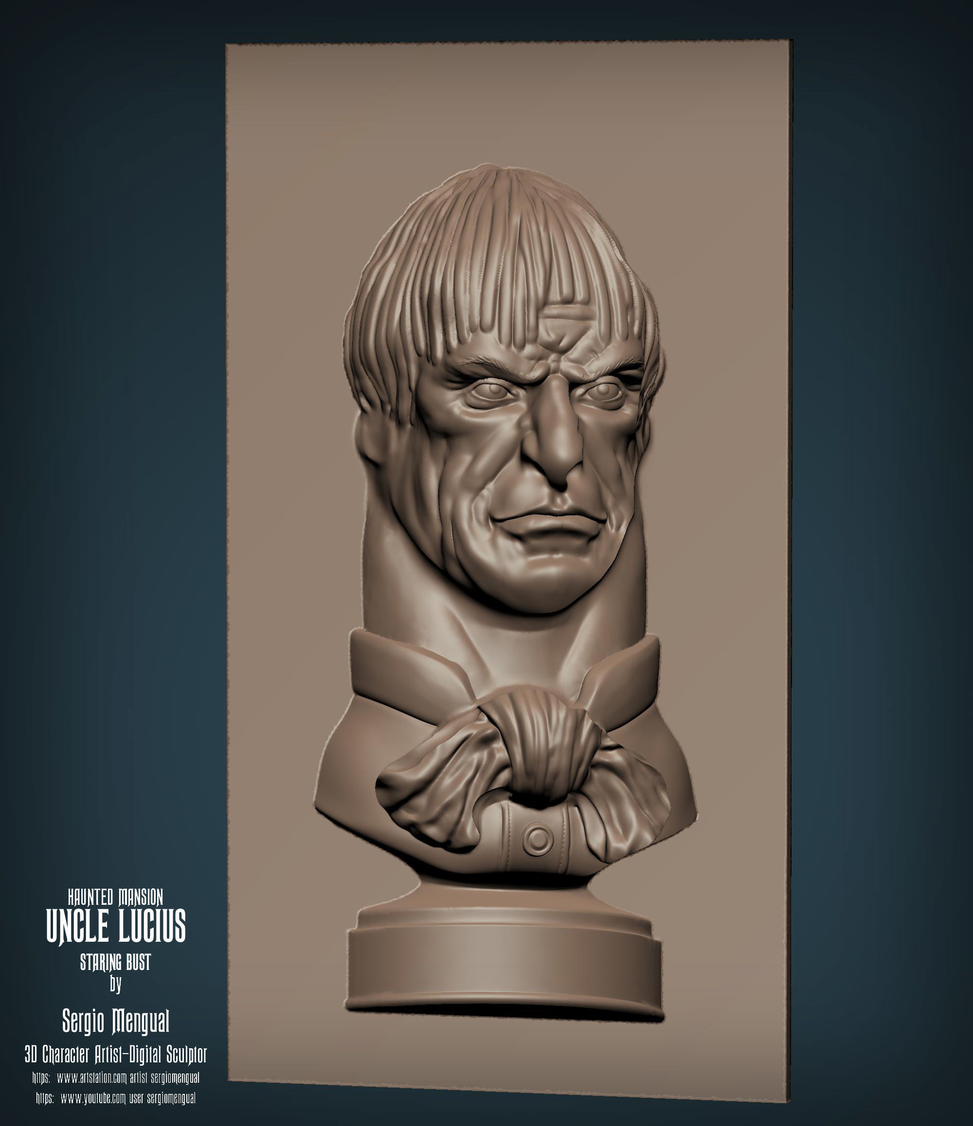 Haunted Mansion Uncle Lucius Staring Bust 3D print model_4