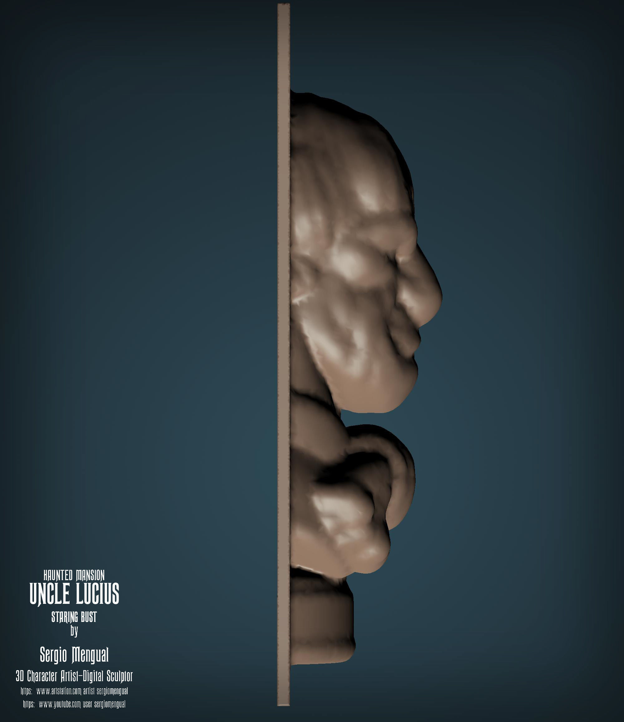 Haunted Mansion Uncle Lucius Staring Bust 3D print model_3