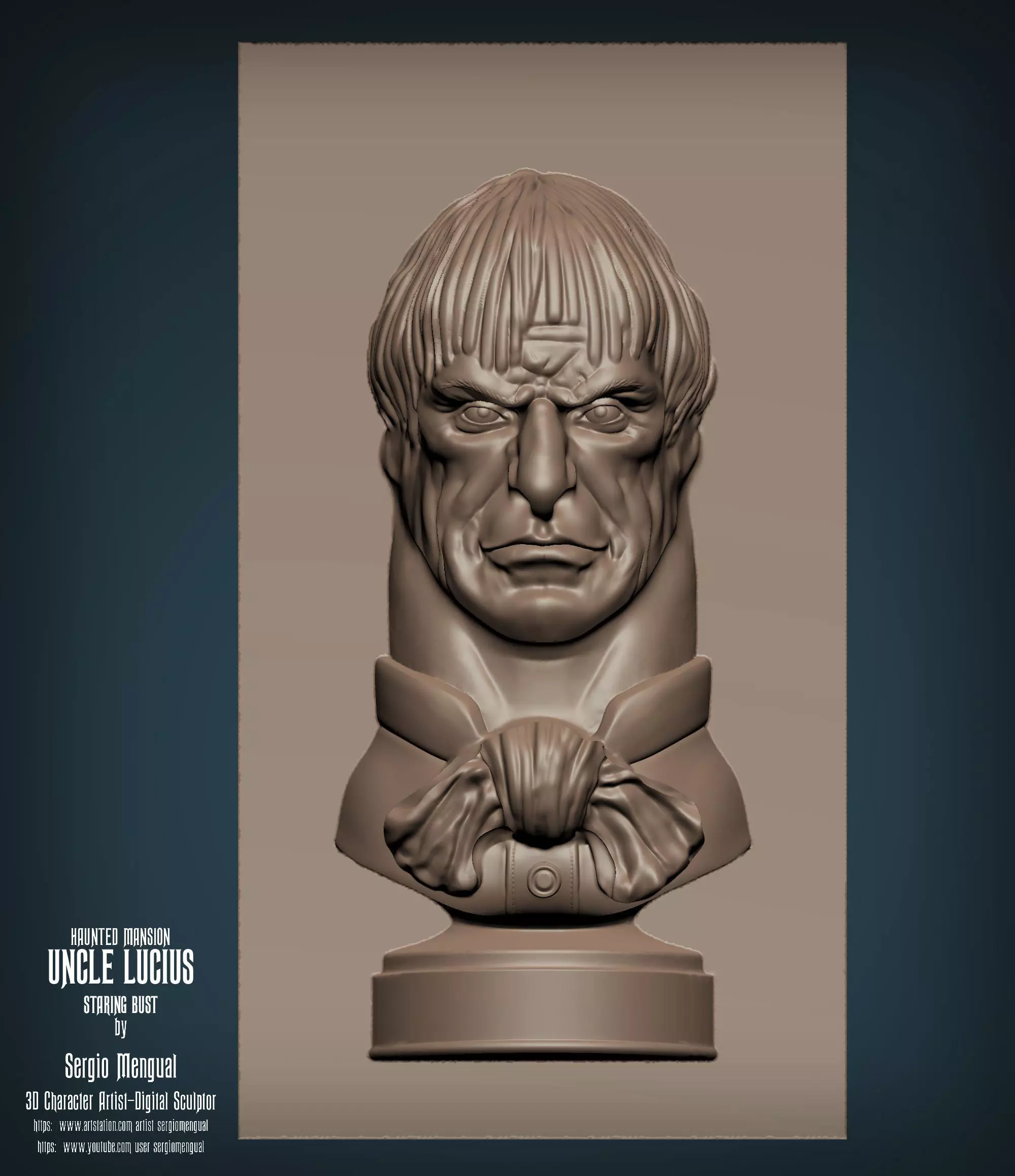Haunted Mansion Uncle Lucius Staring Bust 3D print model_0