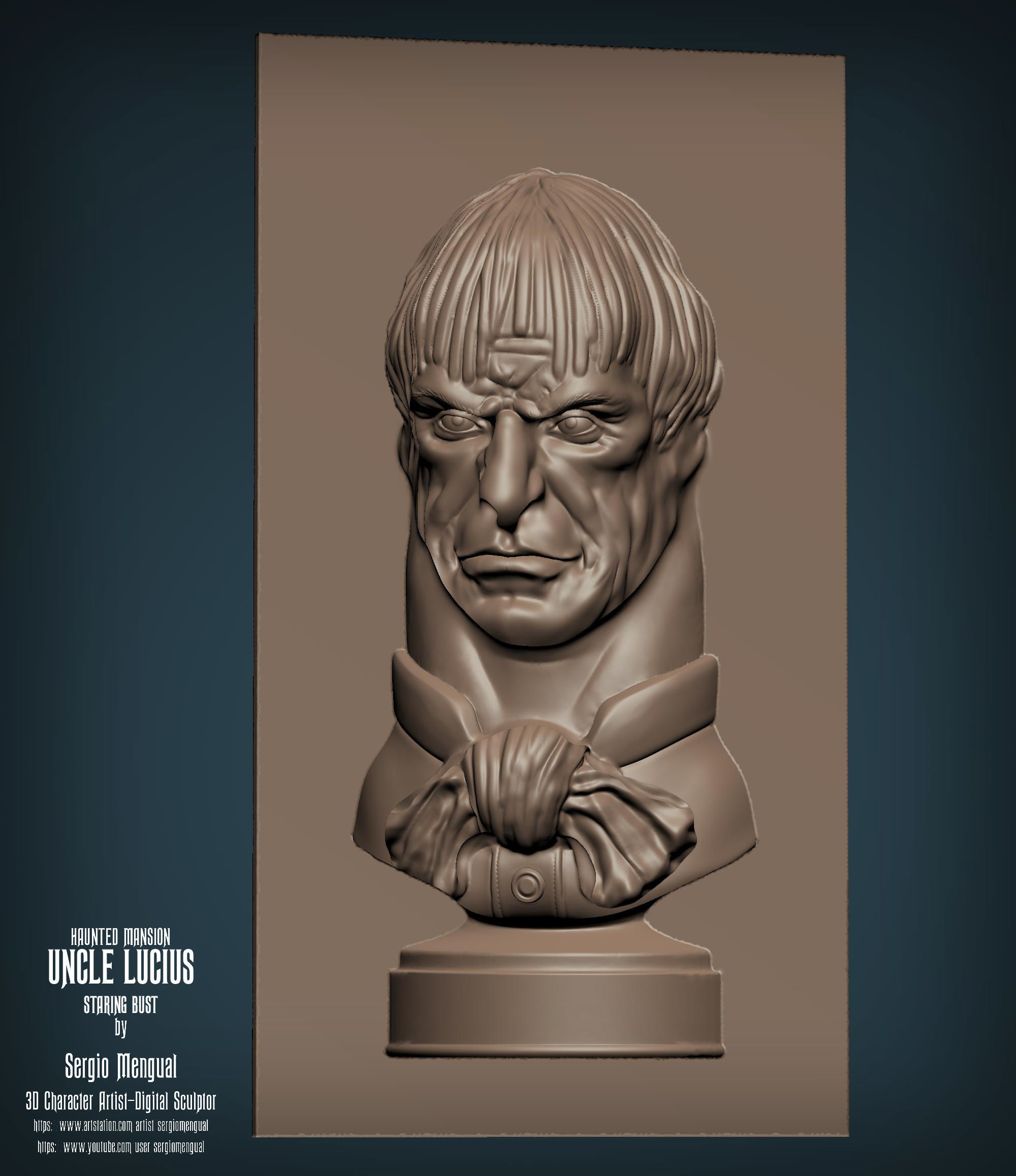 Haunted Mansion Uncle Lucius Staring Bust 3D print model_6