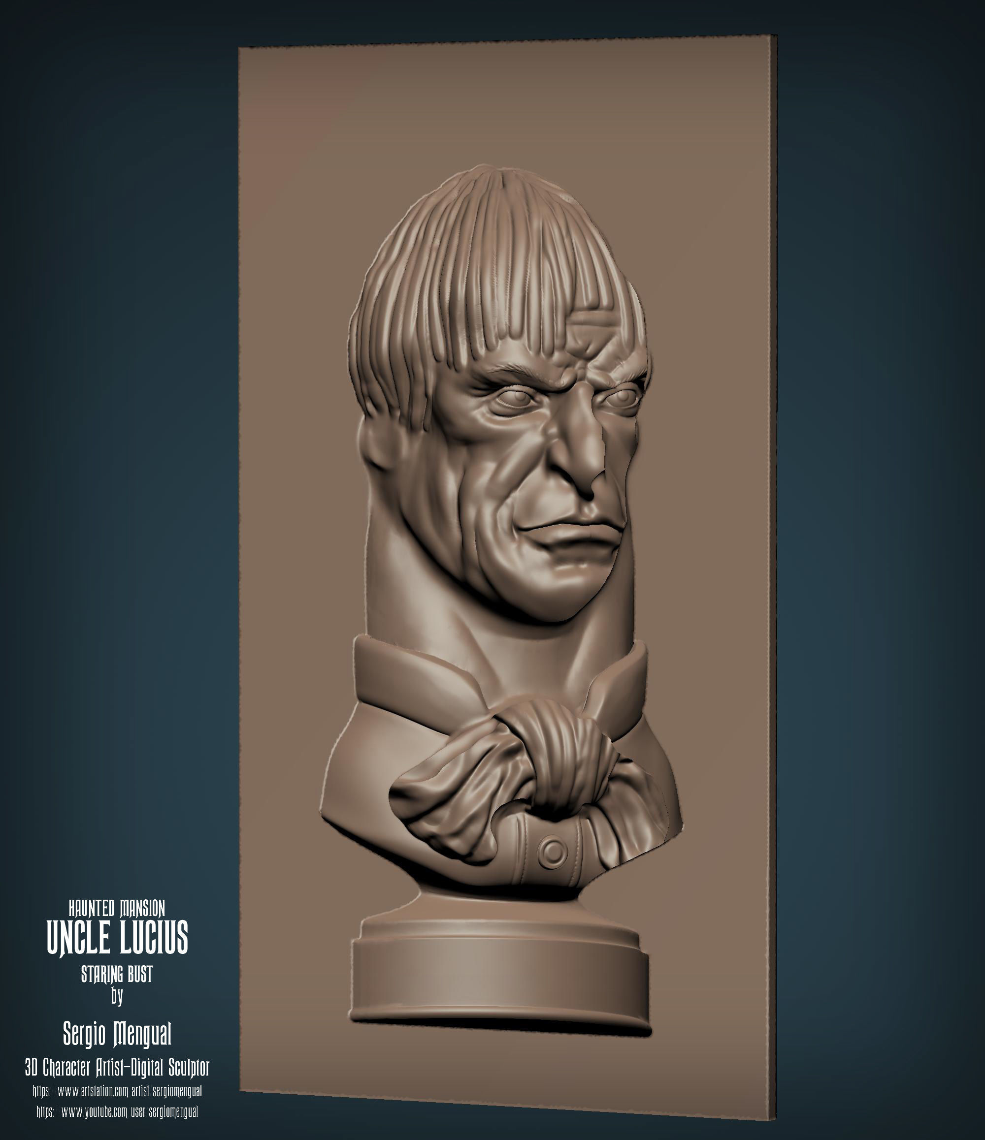 Haunted Mansion Uncle Lucius Staring Bust 3D print model_2