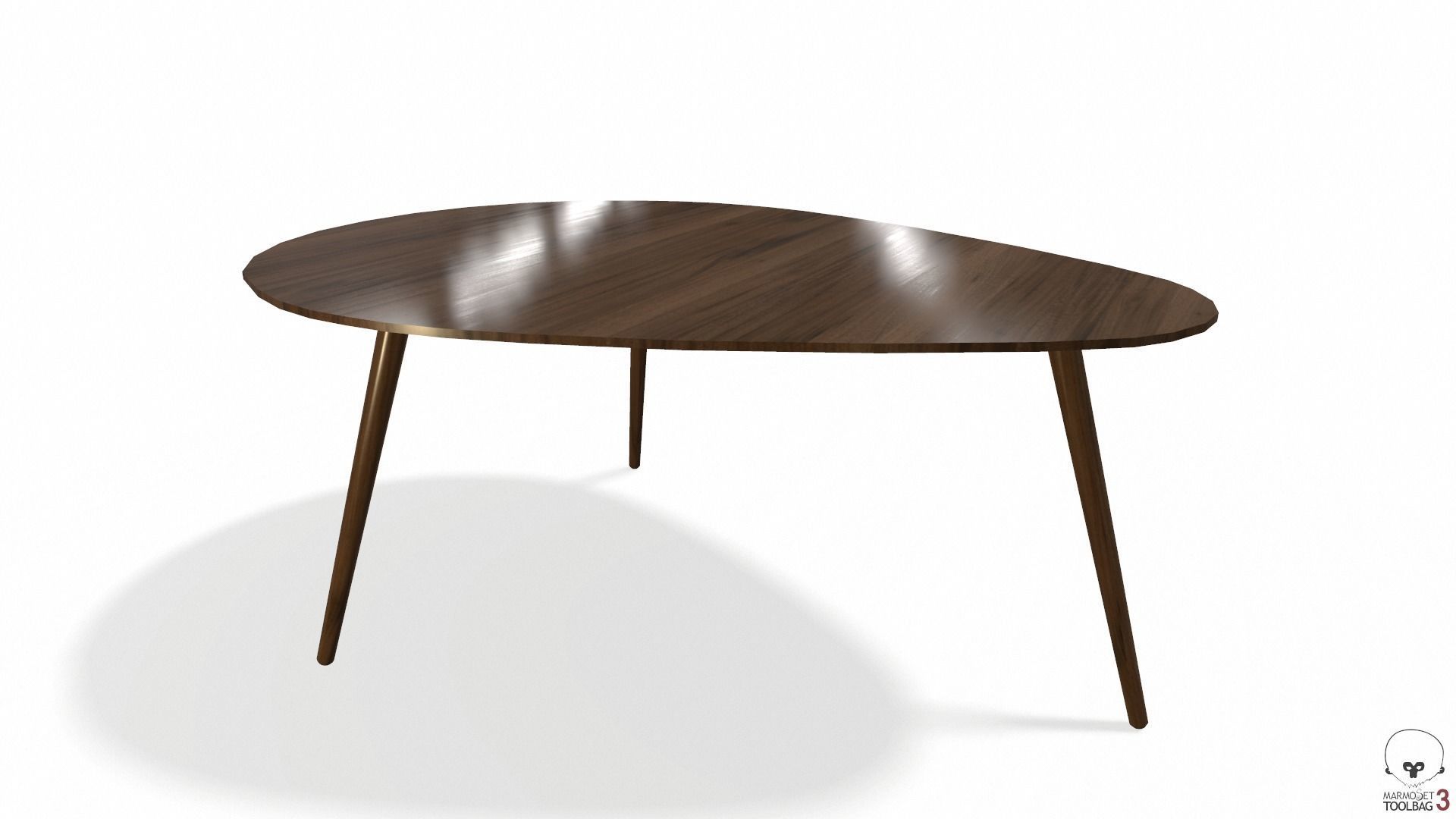 Article Amoeba Wood Coffee Table Lowpoly model Low-poly 3D model_5