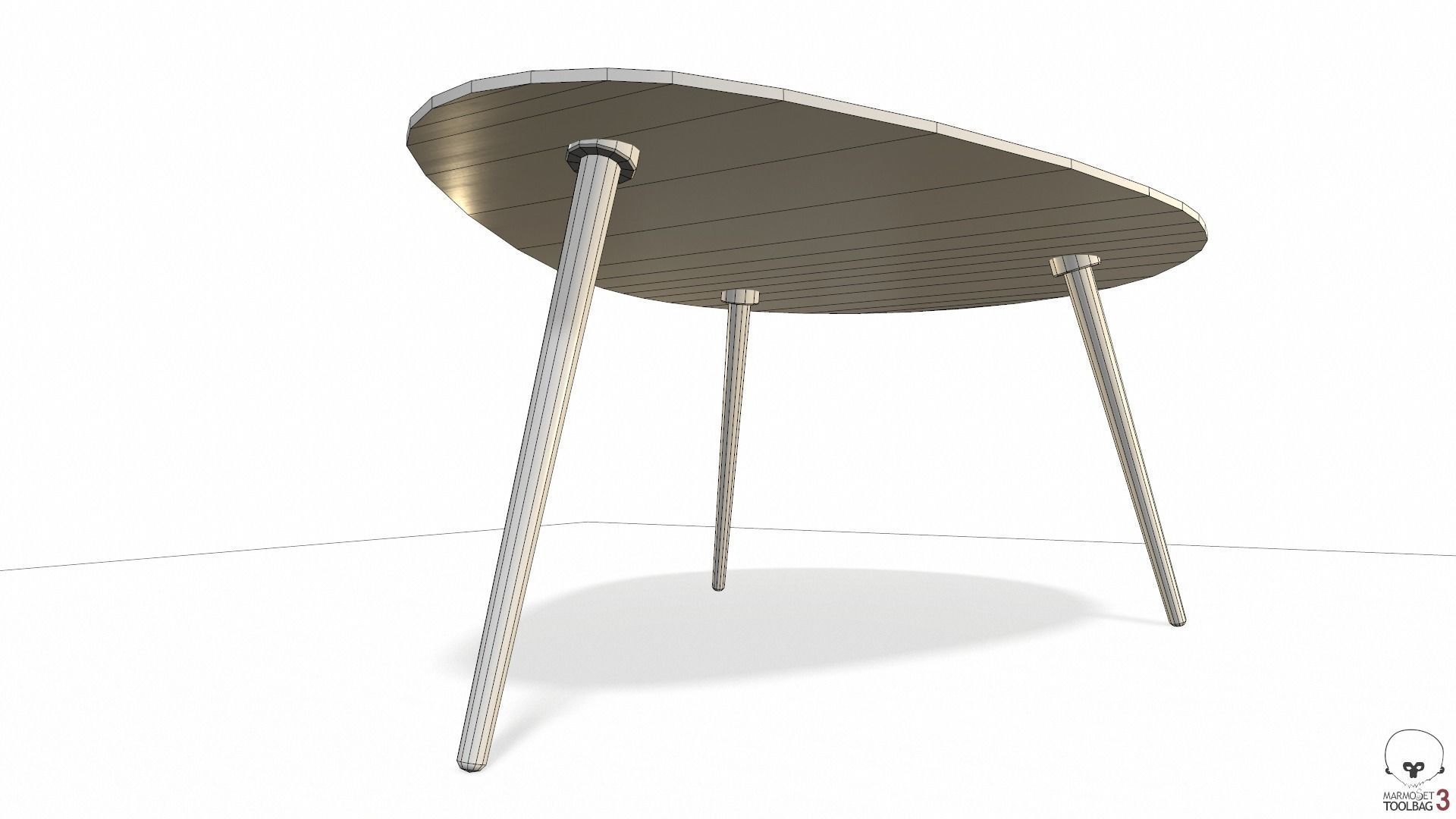 Article Amoeba Wood Coffee Table Lowpoly model Low-poly 3D model_11