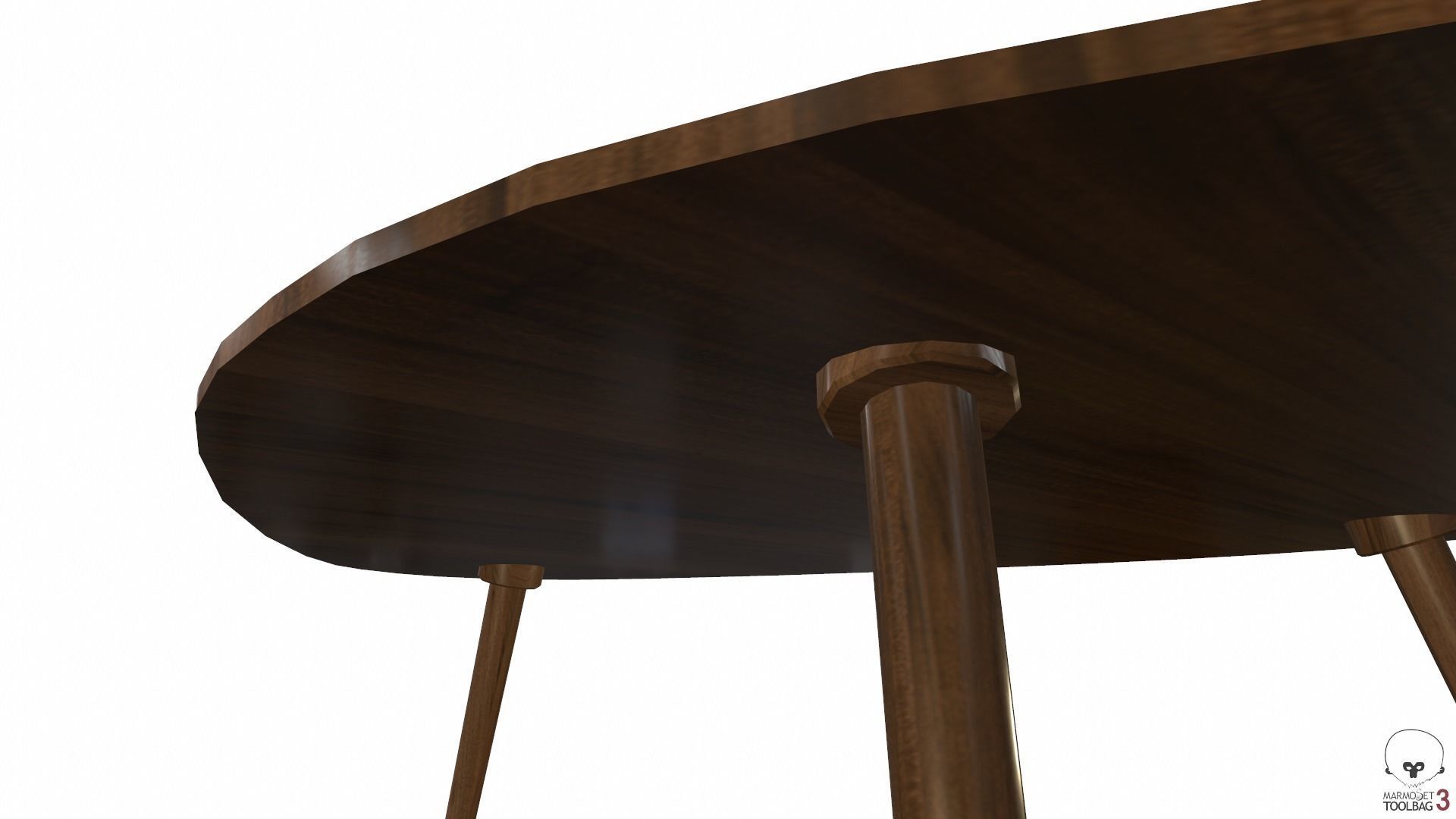 Article Amoeba Wood Coffee Table Lowpoly model Low-poly 3D model_14