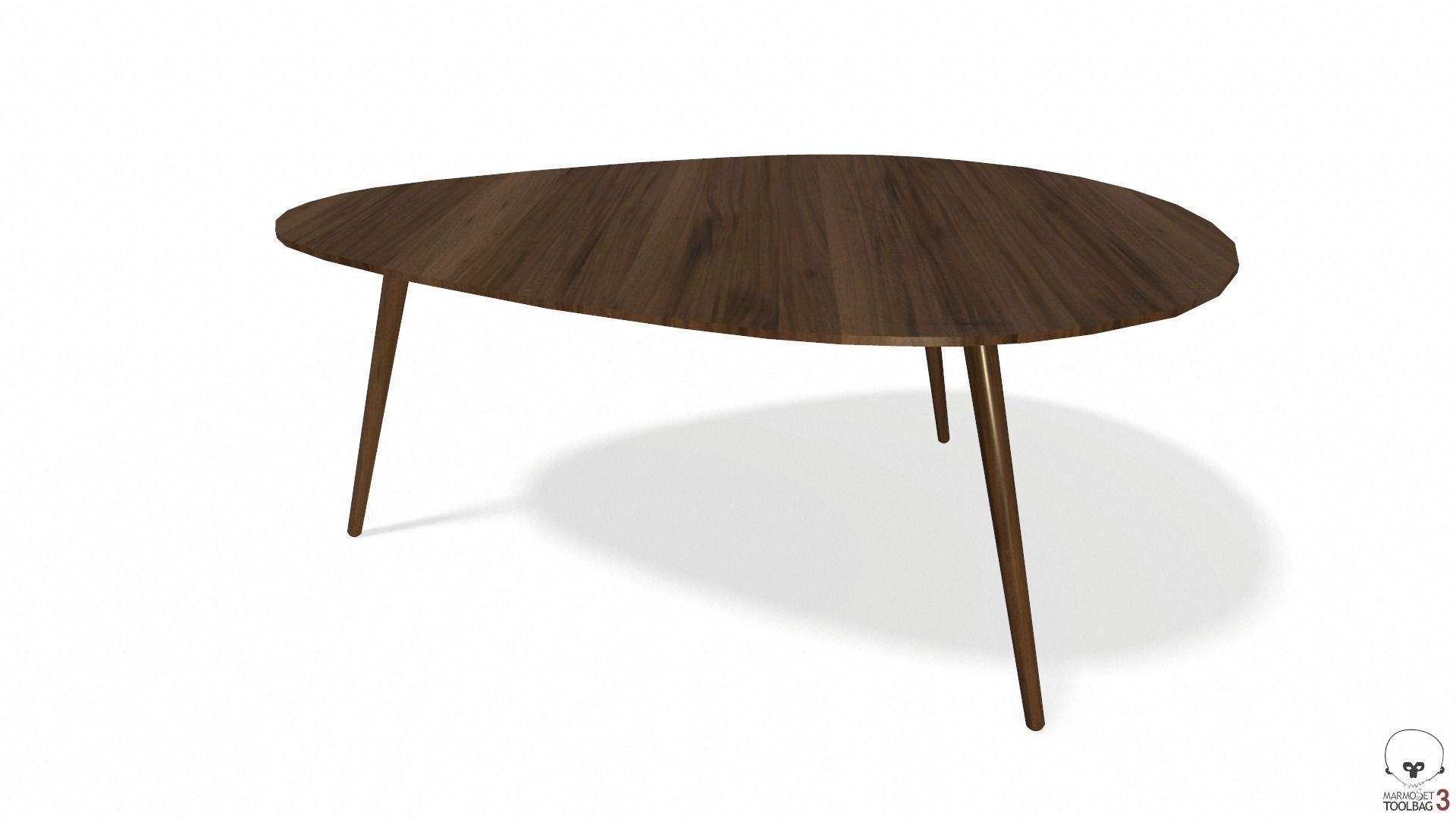 Article Amoeba Wood Coffee Table Lowpoly model Low-poly 3D model_3