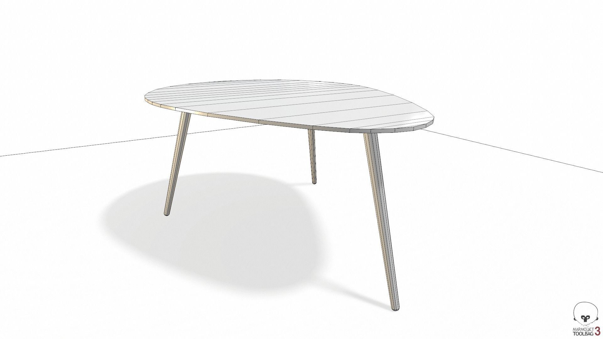 Article Amoeba Wood Coffee Table Lowpoly model Low-poly 3D model_7