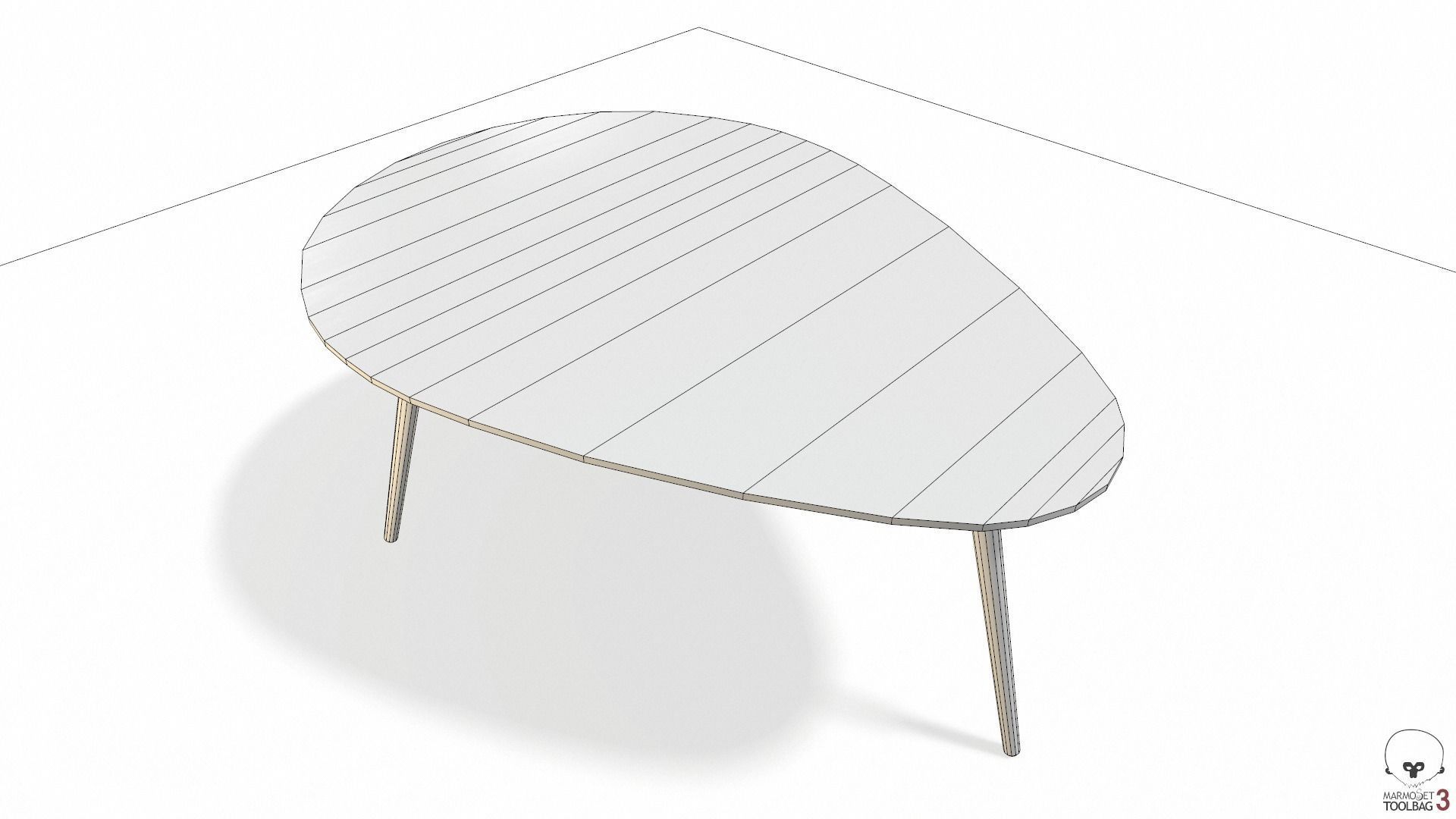 Article Amoeba Wood Coffee Table Lowpoly model Low-poly 3D model_9