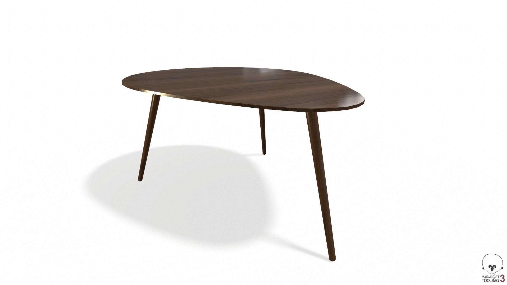 Article Amoeba Wood Coffee Table Lowpoly model Low-poly 3D model_6