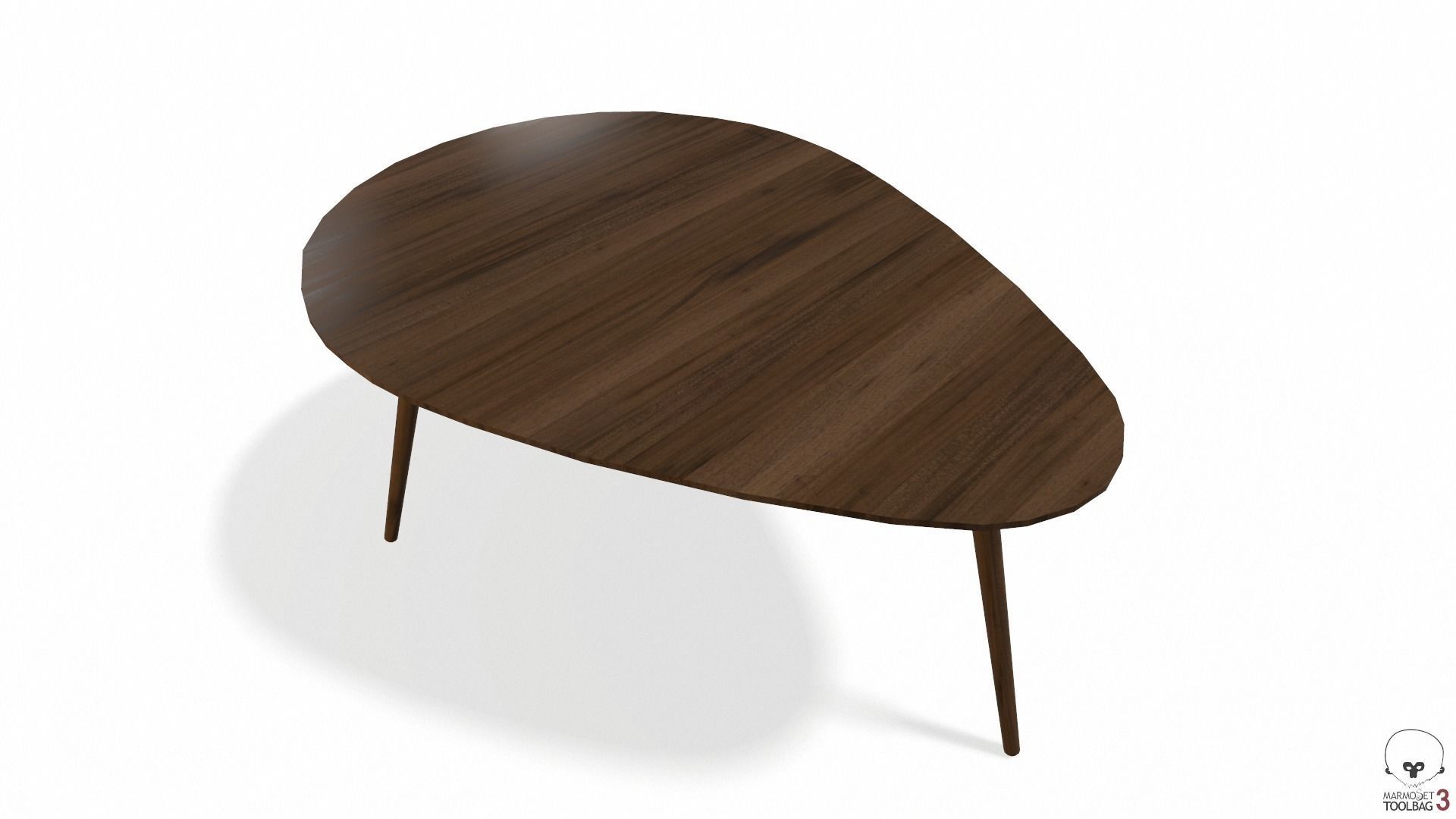 Article Amoeba Wood Coffee Table Lowpoly model Low-poly 3D model_8