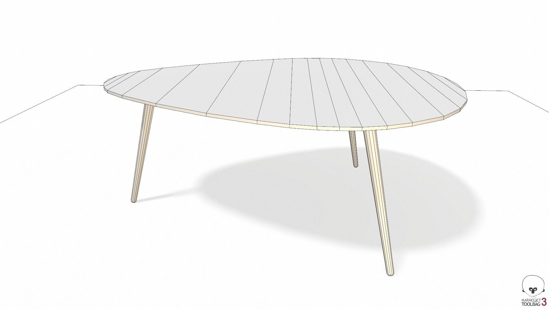 Article Amoeba Wood Coffee Table Lowpoly model Low-poly 3D model_4