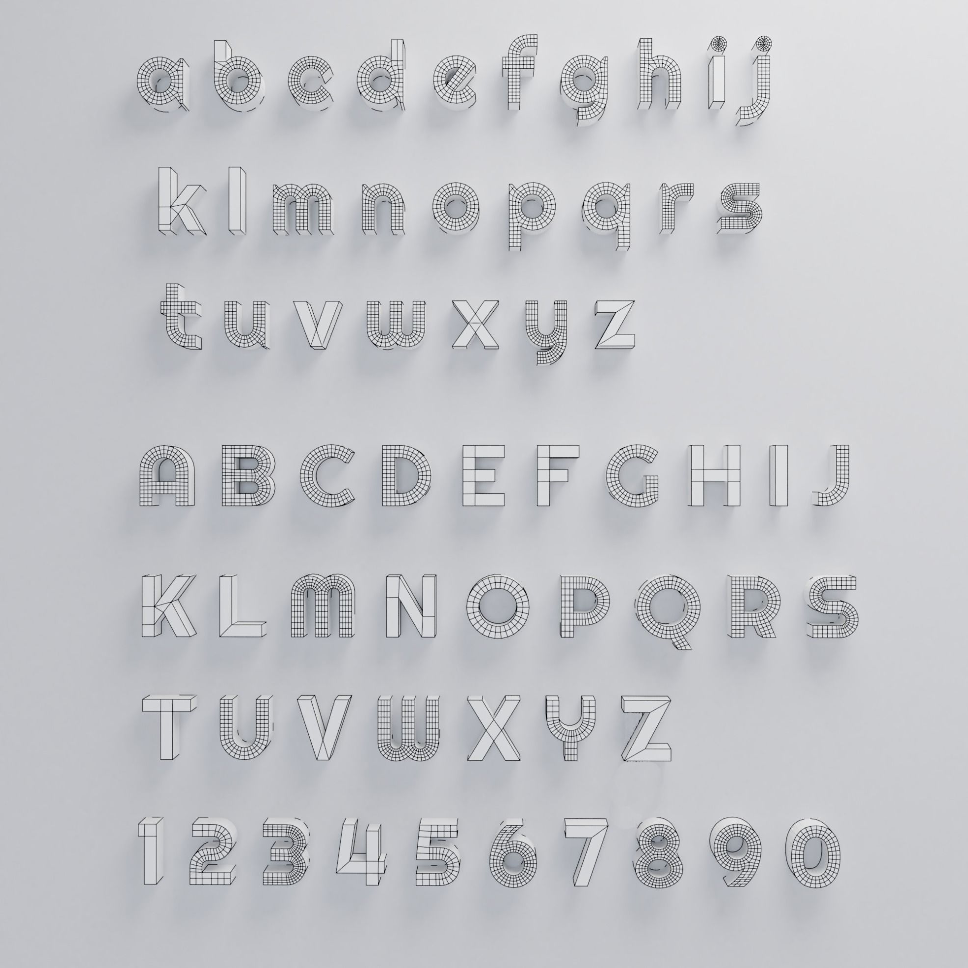 Alphabet style 8 base mesh 3D model_1