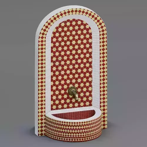 Moroccan tile fountain