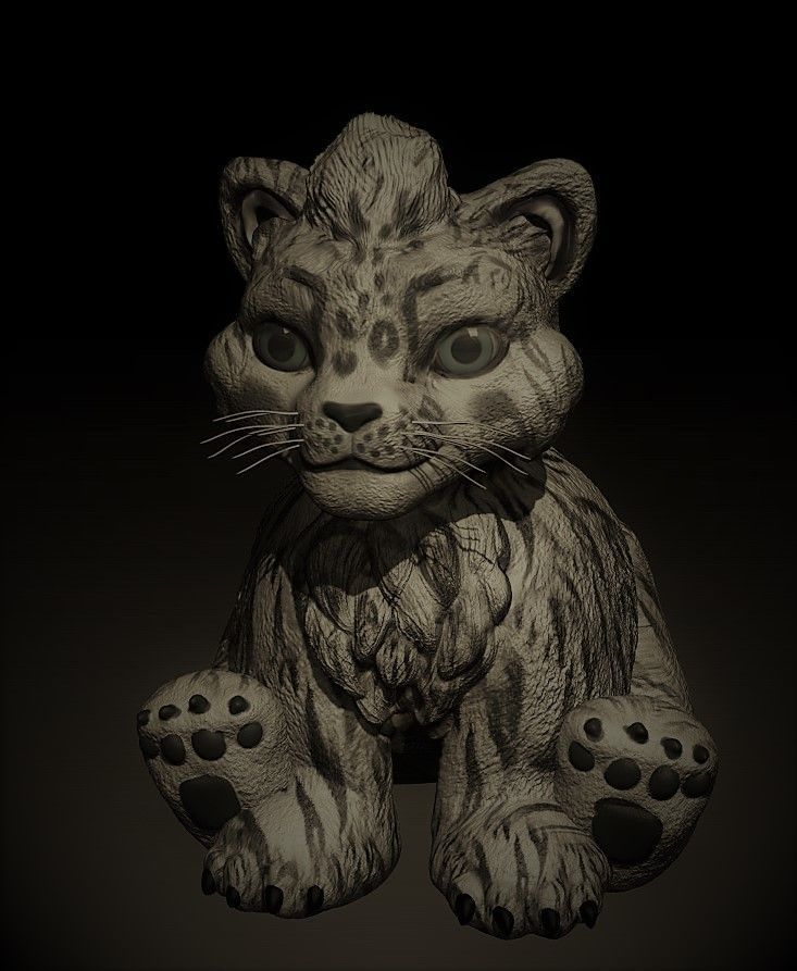 cat white tiger baby 3D print model_2
