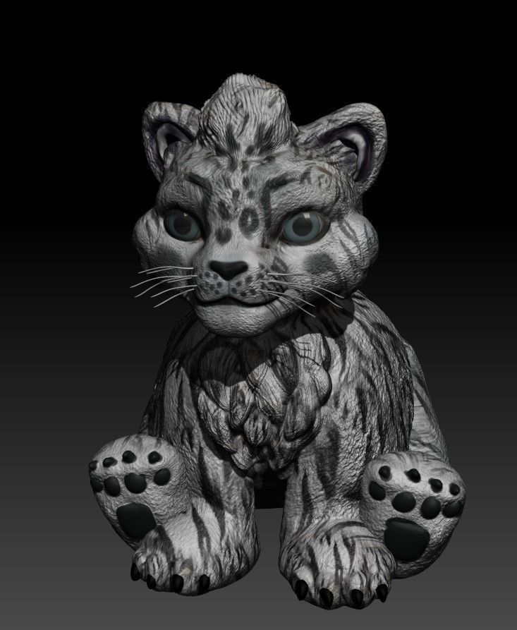 cat white tiger baby 3D print model_5