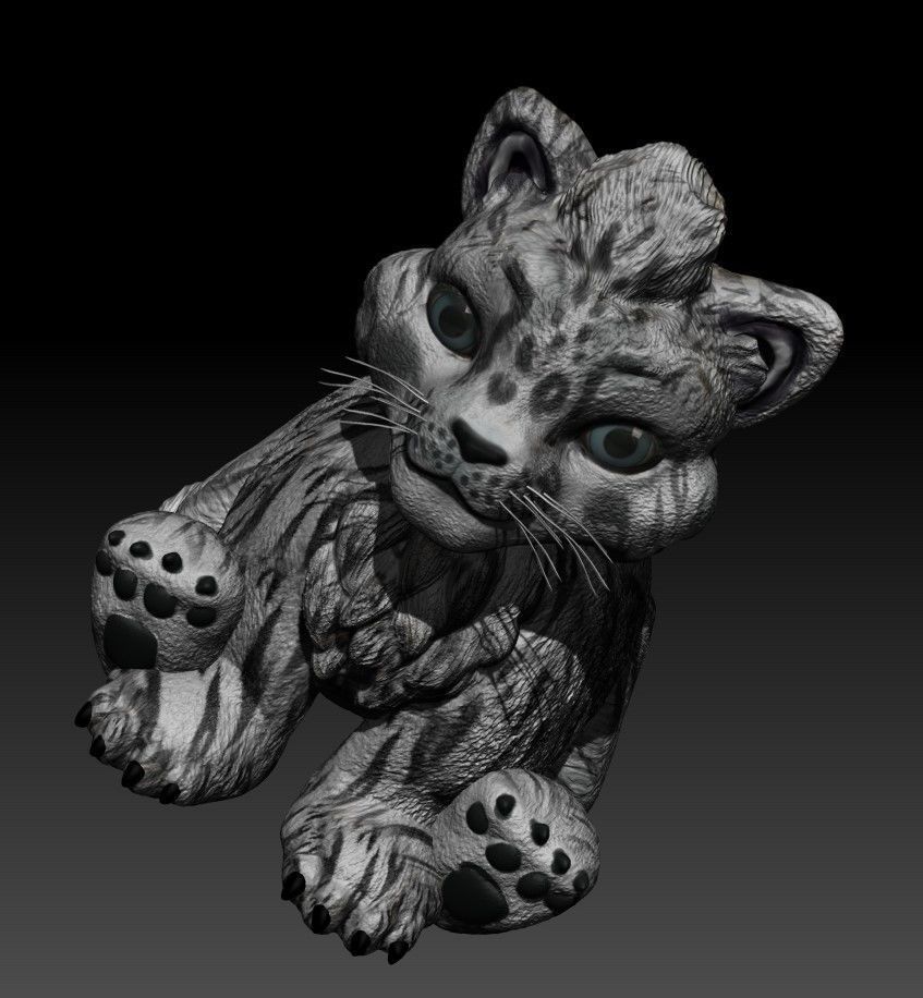 cat white tiger baby 3D print model_9