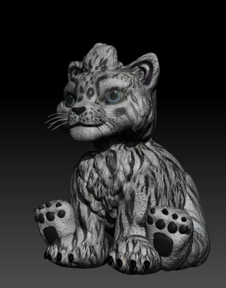 cat white tiger baby 3D print model_7