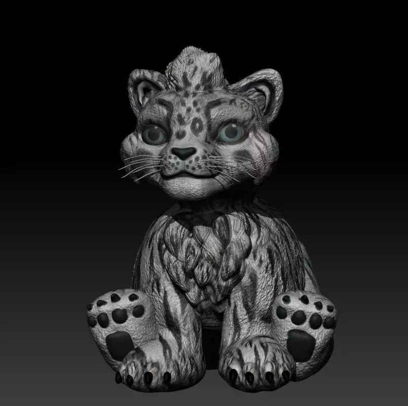 cat white tiger baby 3D print model_0