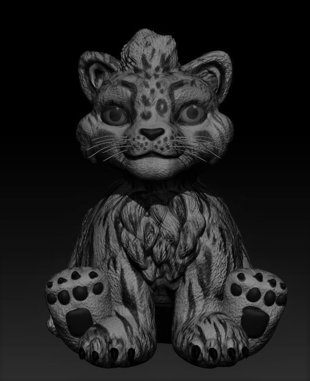 cat white tiger baby 3D print model_4