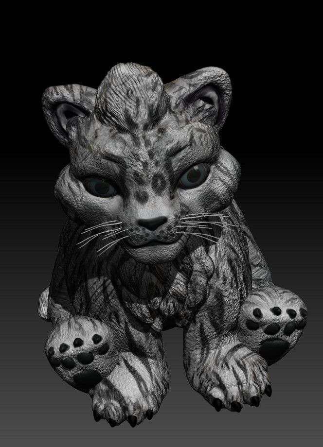 cat white tiger baby 3D print model_10