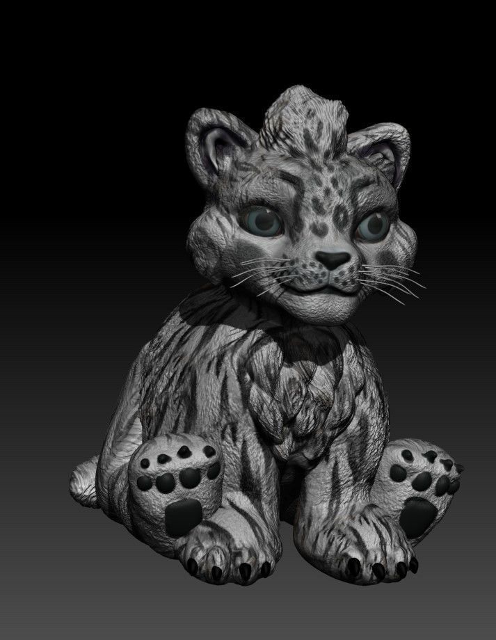 cat white tiger baby 3D print model_6
