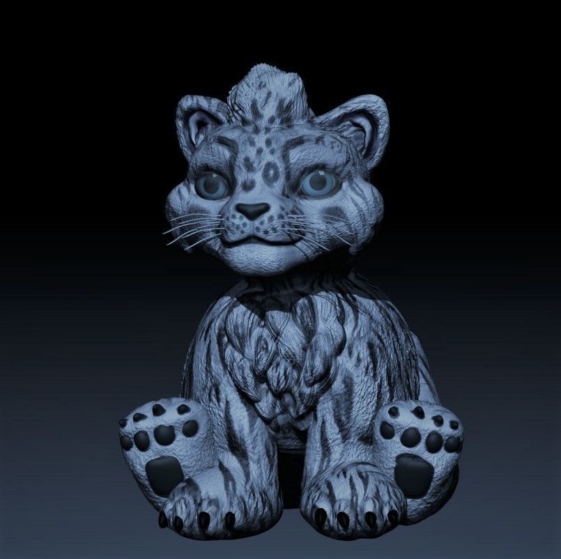 cat white tiger baby 3D print model_1