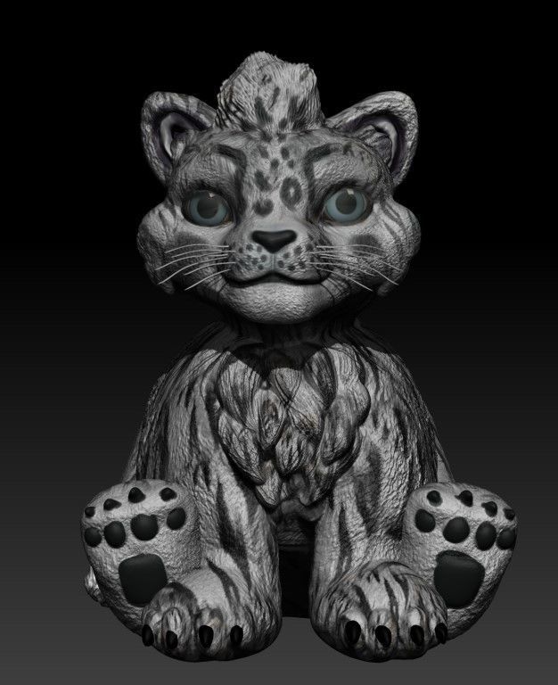 cat white tiger baby 3D print model_3